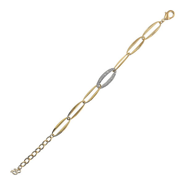 Golden Marquise Link Bracelet and Cubic Zirconia Pavé Element