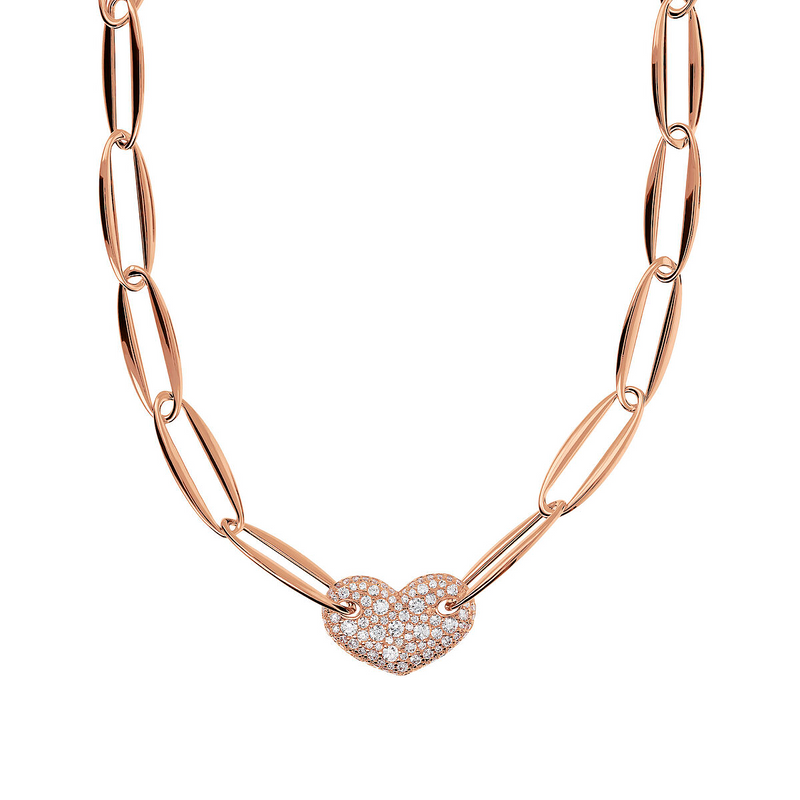 Necklace Choker Marquise and Heart in Pavé of Cubic Zirconia