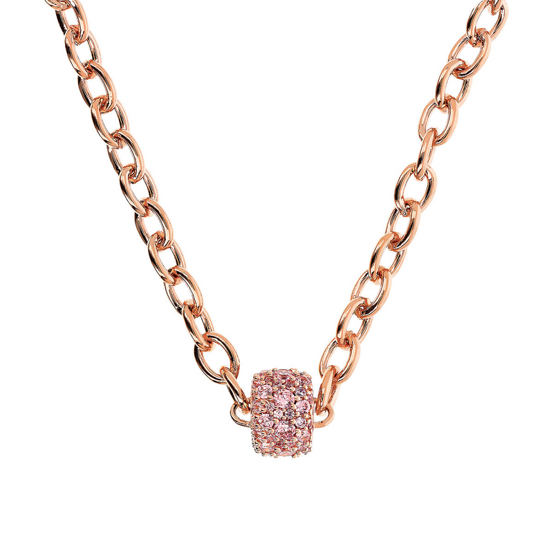 Oval Rolo Chain Necklace with Pavé Washer by Cubic Zarancio