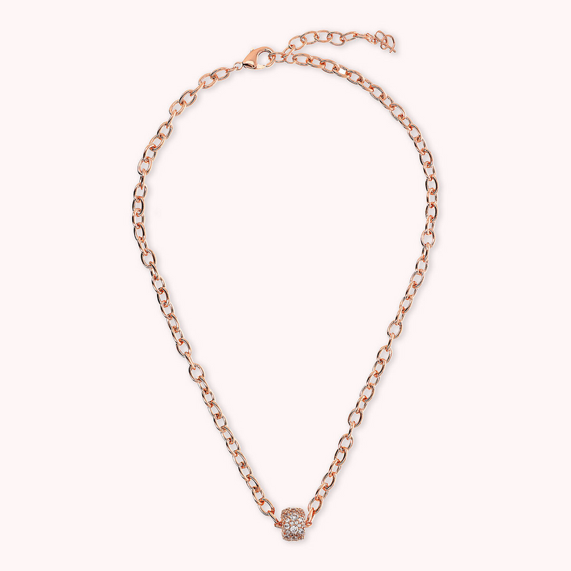 Oval Rolo Chain Necklace with Pavé Washer by Cubic Zarancio