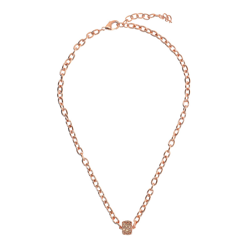 Oval Rolo Chain Necklace with Pavé Washer by Cubic Zarancio