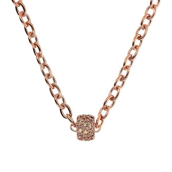 Collier à chaîne Rolo ovale avec rondelle pavée par Cubic Zarancio