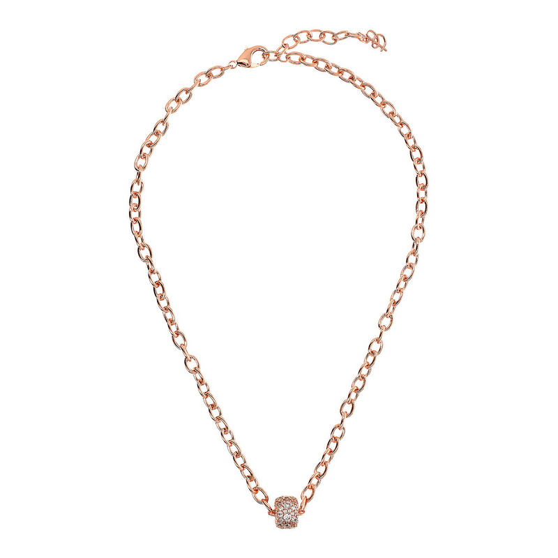 Oval Rolo Chain Necklace with Pavé Washer by Cubic Zarancio