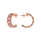 Square Curb Chain Lobe Earrings with Cubic Zirconia Pavé