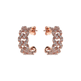 Square Curb Chain Lobe Earrings with Cubic Zirconia Pavé