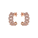 Square Curb Chain Lobe Earrings with Cubic Zirconia Pavé