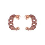 Square Curb Chain Lobe Earrings with Cubic Zirconia Pavé