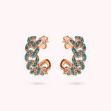 Square Curb Chain Lobe Earrings with Cubic Zirconia Pavé