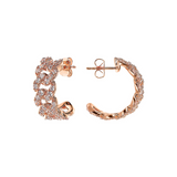 Square Curb Chain Lobe Earrings with Cubic Zirconia Pavé