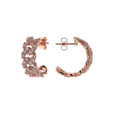 Square Curb Chain Lobe Earrings with Cubic Zirconia Pavé