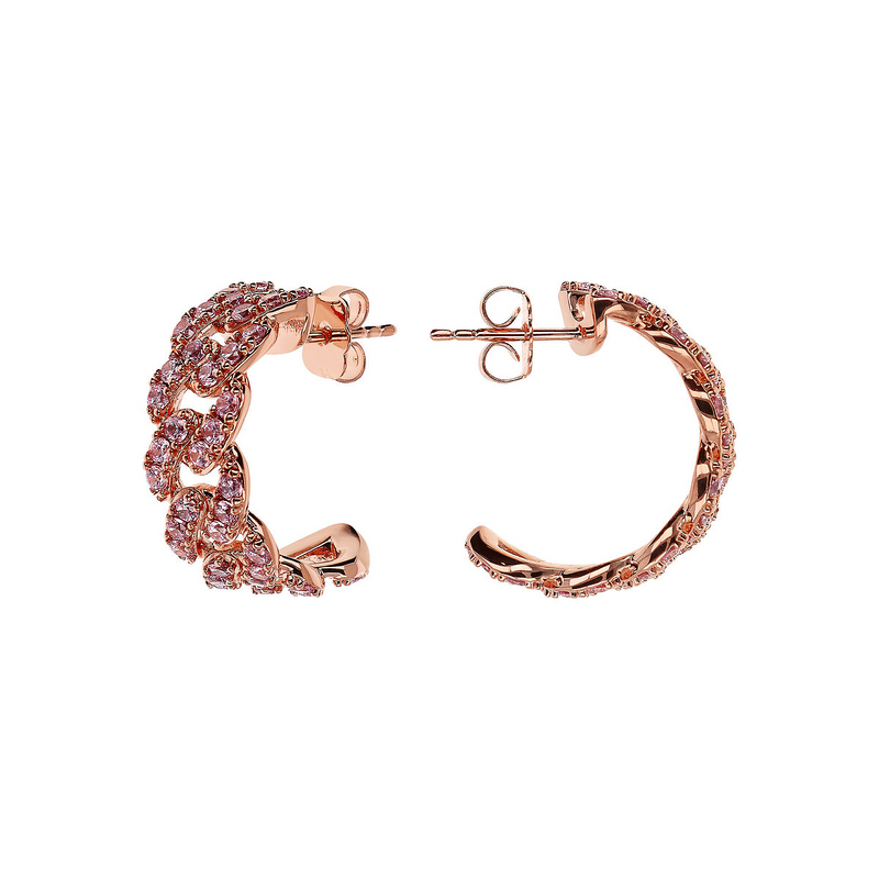 Boucles d'oreilles lobe à chaîne gourmette carrée avec pavé de zircones cubiques