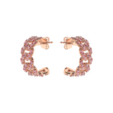 Square Curb Chain Lobe Earrings with Cubic Zirconia Pavé