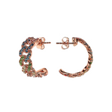 Boucles d'oreilles lobe à chaîne gourmette carrée avec pavé de zircones cubiques