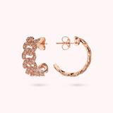 Square Curb Chain Lobe Earrings with Cubic Zirconia Pavé