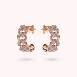 Square Curb Chain Lobe Earrings with Cubic Zirconia Pavé