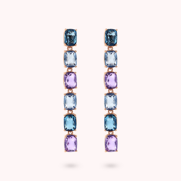 Long Earrings with Prism Gem Mosaic Cut