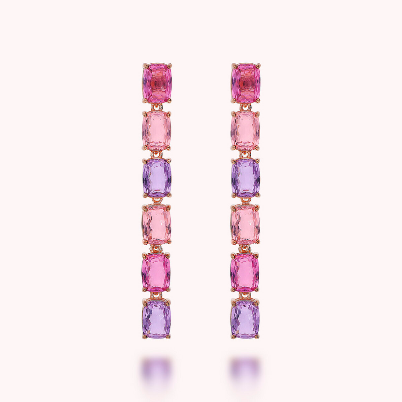 Long Earrings with Prism Gem Mosaic Cut