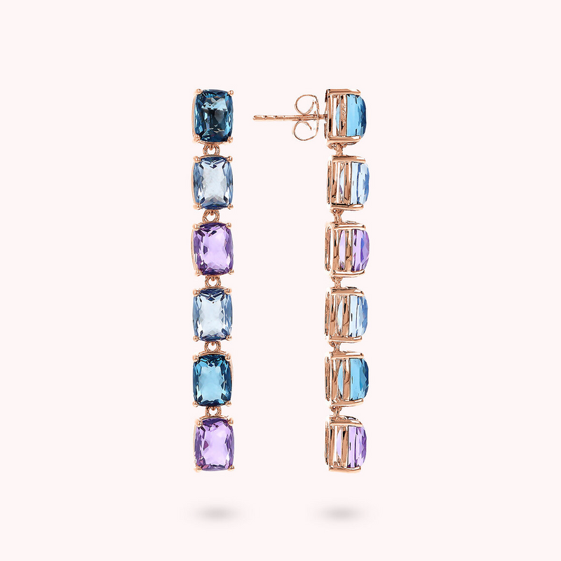 Long Earrings with Prism Gem Mosaic Cut