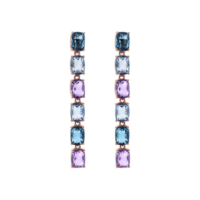 Long Earrings with Prism Gem Mosaic Cut