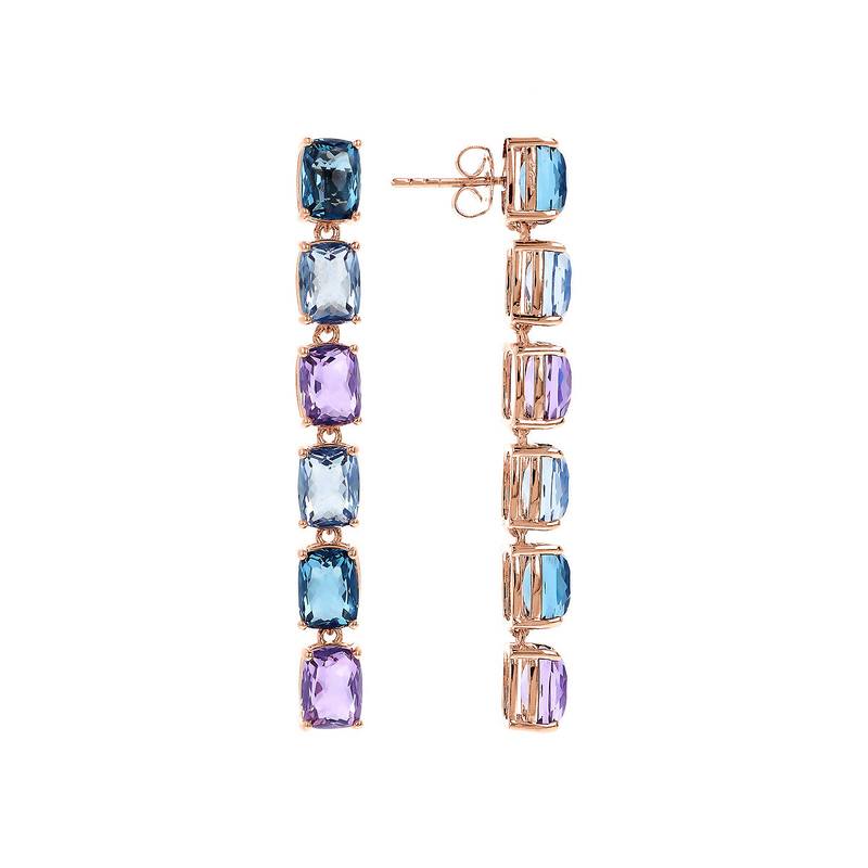 Long Earrings with Prism Gem Mosaic Cut