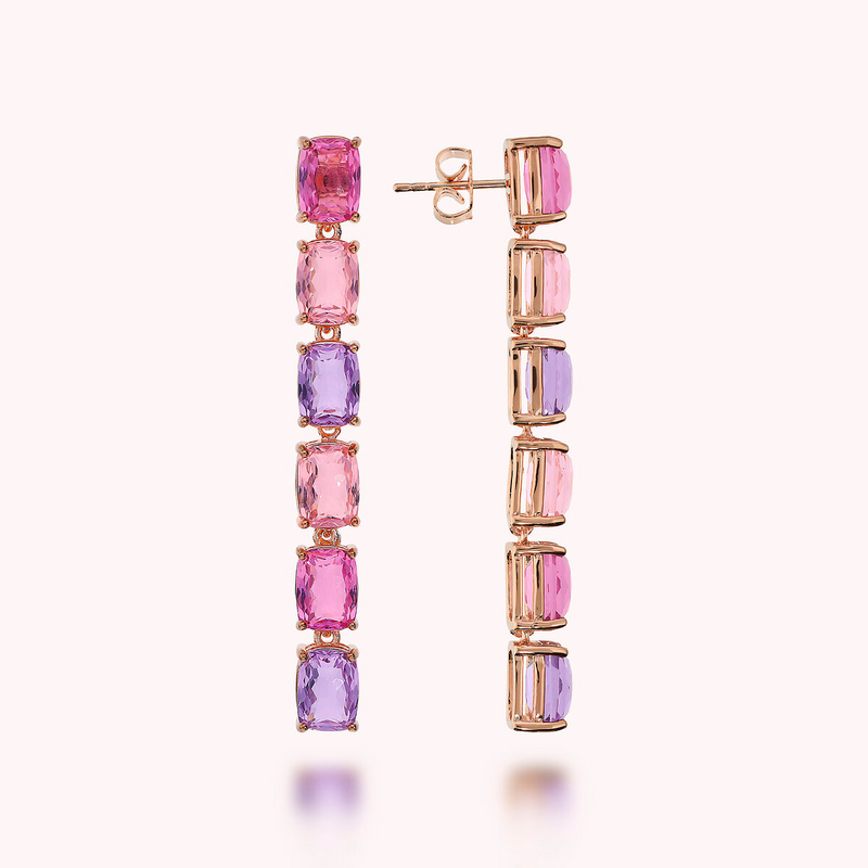 Long Earrings with Prism Gem Mosaic Cut