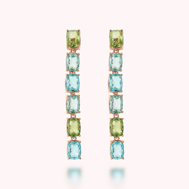 Long Earrings with Prism Gem Mosaic Cut