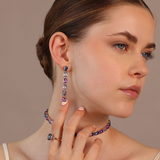 Long Earrings with Prism Gem Mosaic Cut