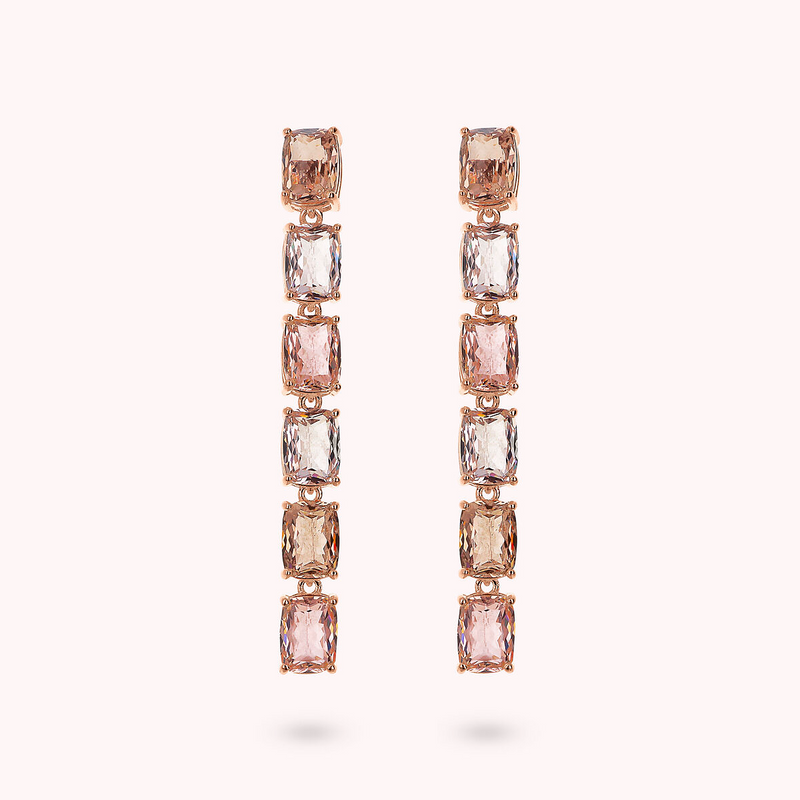 Long Earrings with Prism Gem Mosaic Cut