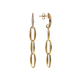 Golden Marquise Link Drop Earrings and Cubic Zirconia Pavé Element