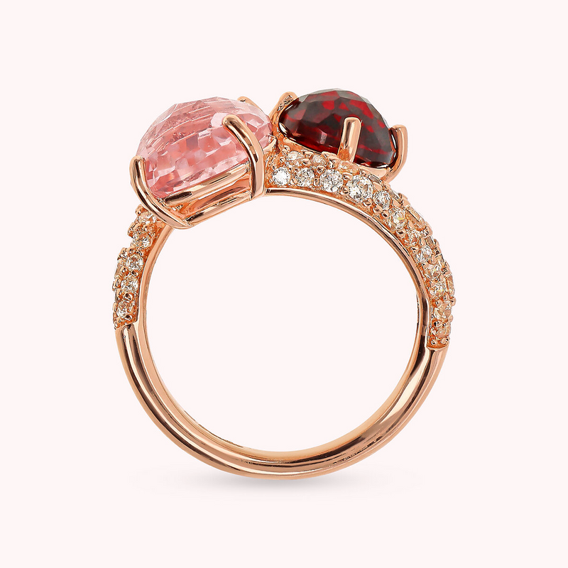 Bague Contrarié avec Prisma Gem Tonde et Pavé de Zirconia Cubique