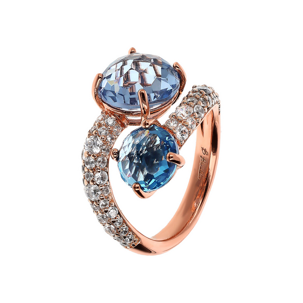 Contrarié ring with Prisma Gem Tonde and Pavé of Cubic Zirconia