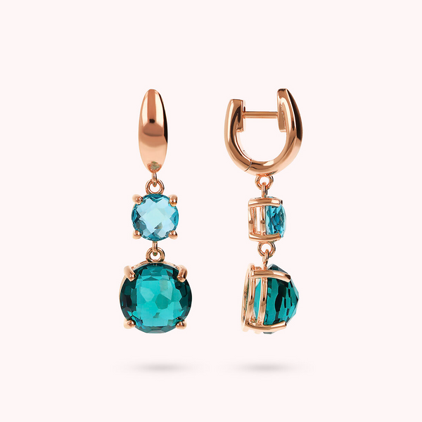 Graduated Round Gem Prism Drop Earrings