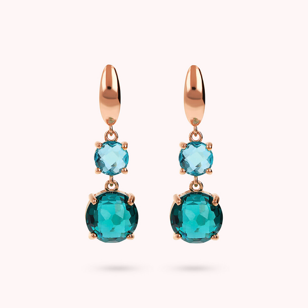 Graduated Round Gem Prism Drop Earrings