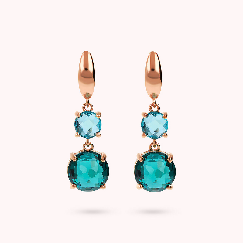 Graduated Round Gem Prism Drop Earrings