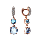 Pendant Earrings with Round Gem Prism and Pavé in Cubic Zirconia