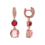 Pendant Earrings with Round Gem Prism and Pavé in Cubic Zirconia