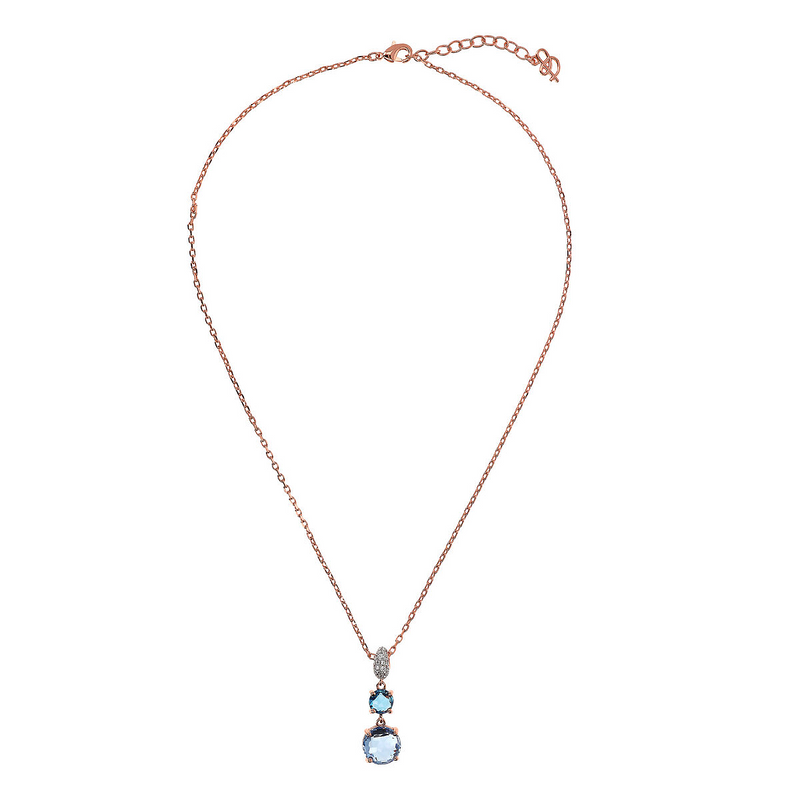 Collier avec pendentif prisme rond et pavé d'oxydes de zirconium