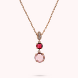 Necklace with Round Gem Prism Pendant and Cubic Zirconia Pavé