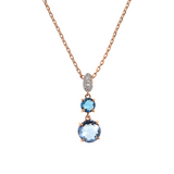 Necklace with Round Gem Prism Pendant and Cubic Zirconia Pavé