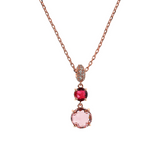 Necklace with Round Gem Prism Pendant and Cubic Zirconia Pavé