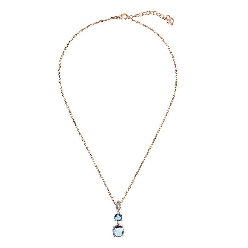 Necklace with Round Gem Prism Pendant and Cubic Zirconia Pavé