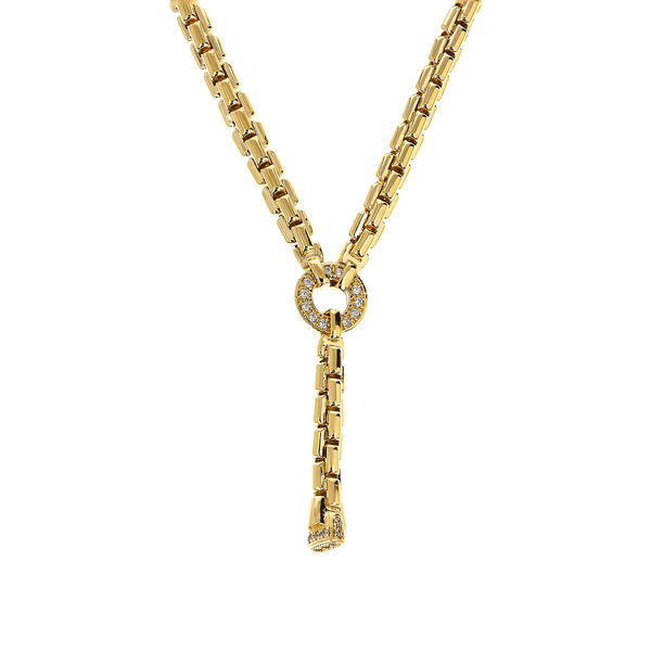 Collana Golden Maglia Veneziana con Dettaglio in Pavé di Cubic Zirconia