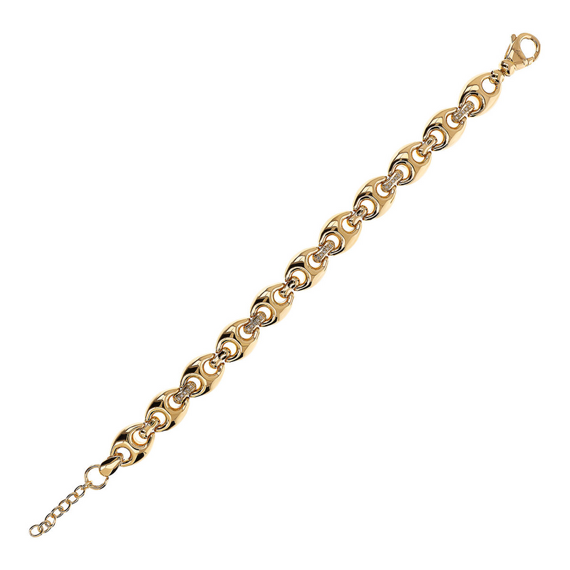 Golden Navy Mesh Bracelet with Cubic Zirconia Pavé Elements