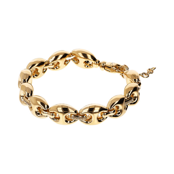 Bracelet en maille marine dorée avec éléments pavés de zircones cubiques