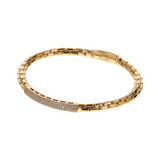 Venetian Semi-Rigid Golden Bracelet with Cubic Zirconia Pavé Plate