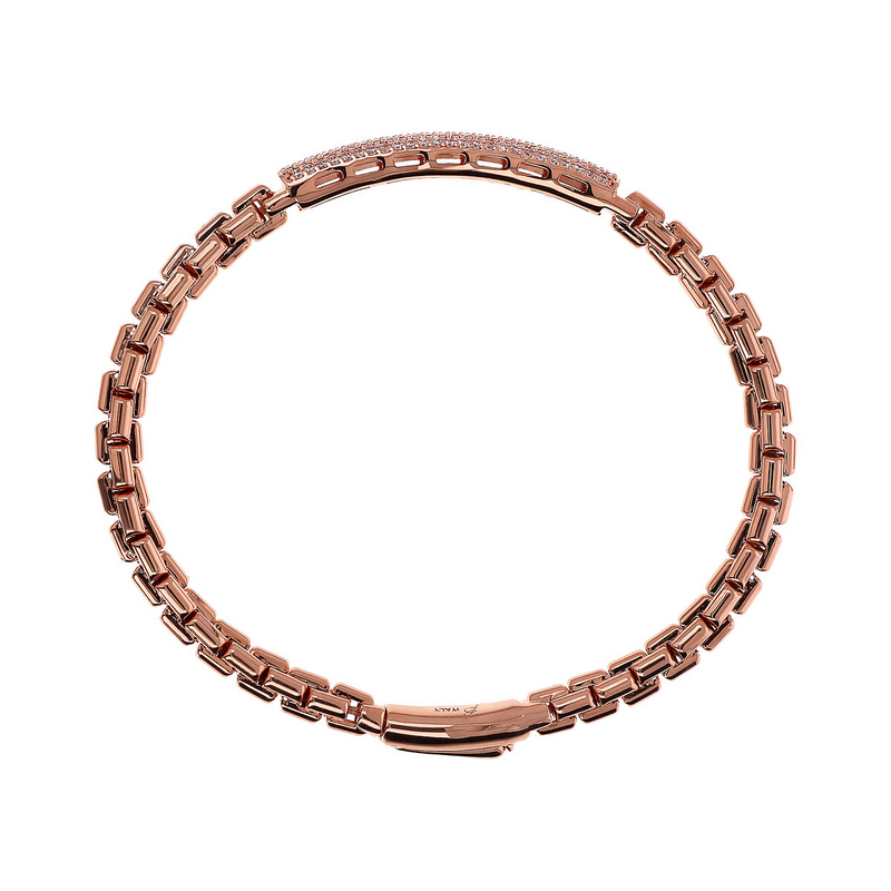 Semi-rigid Venetian Mesh Bracelet with Cubic Zirconia Pavé Plate