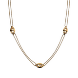 Long Double Golden Rolo Chain Necklace with Shiny Marine Links