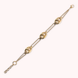 Golden Double Chain Rolo Bracelet with Shiny Marine Links