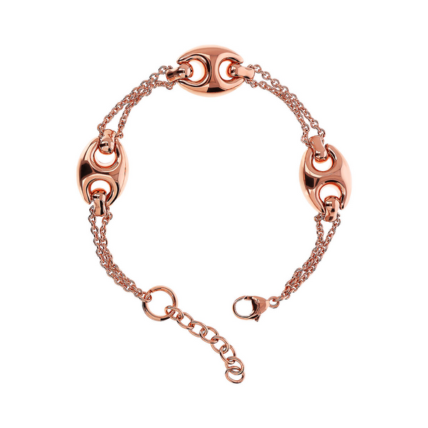 Bracciale Doppia Catena Rolo con Maglie Marine Lucide