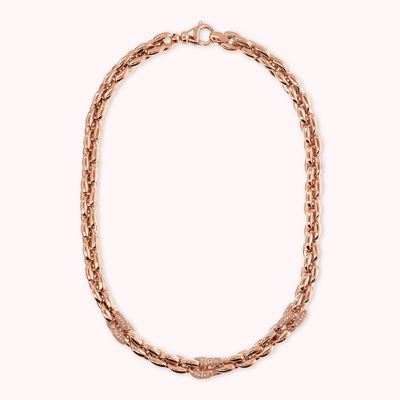 Geometric Mesh Choker Necklace with Cubic Zirconia Pavé Elements